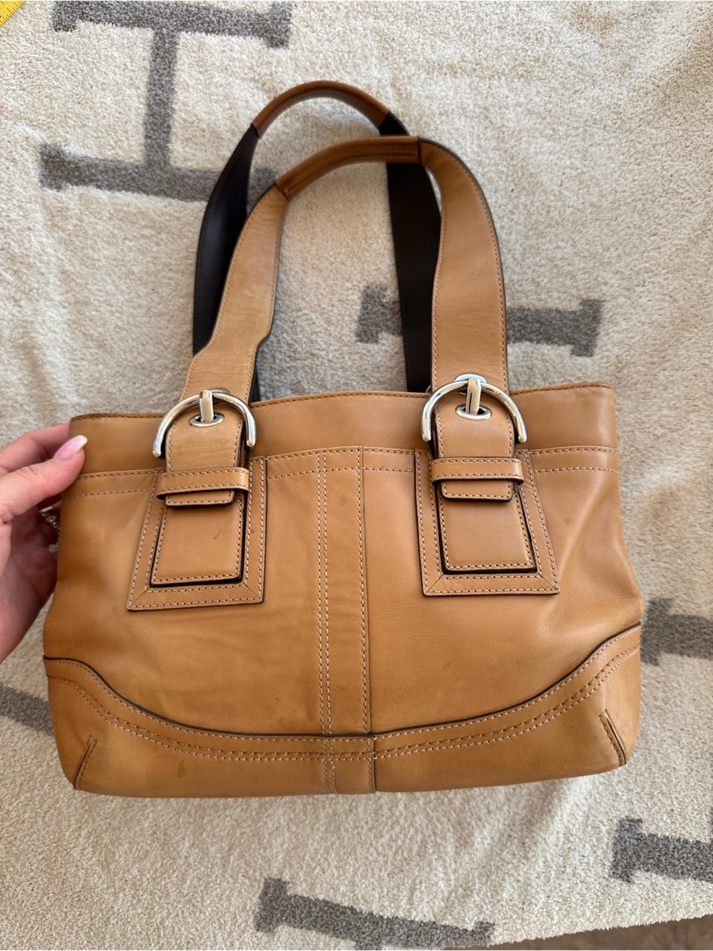 Tan Leather Shoulder Tote Bag Coach